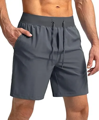 soothfeel mens running shorts with zipper pockets 7 inch lightweight quick dry gym athletic workout shorts for men grey l