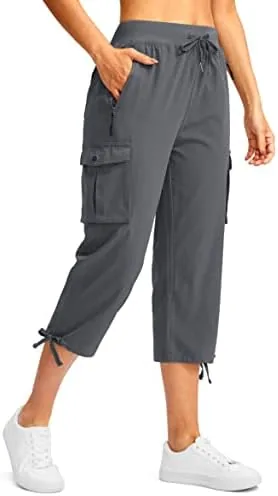 soothfeel womens cargo capris pants with 6 pockets lightweight quick dry travel hiking summer pants for women casual deep grey l
