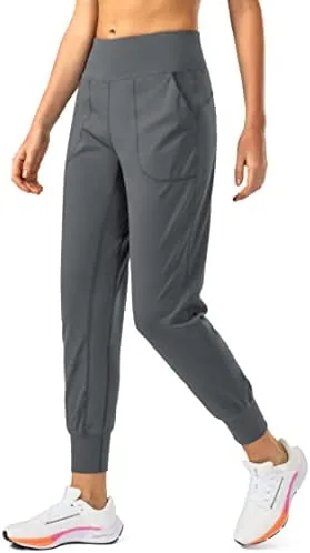 soothfeel womens joggers with zipper pockets high waisted athletic workout yoga pants joggers for women dark grey