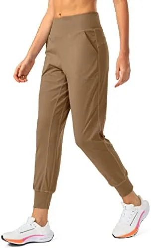 soothfeel womens joggers with zipper pockets high waisted athletic workout yoga pants joggers for women dark khaki
